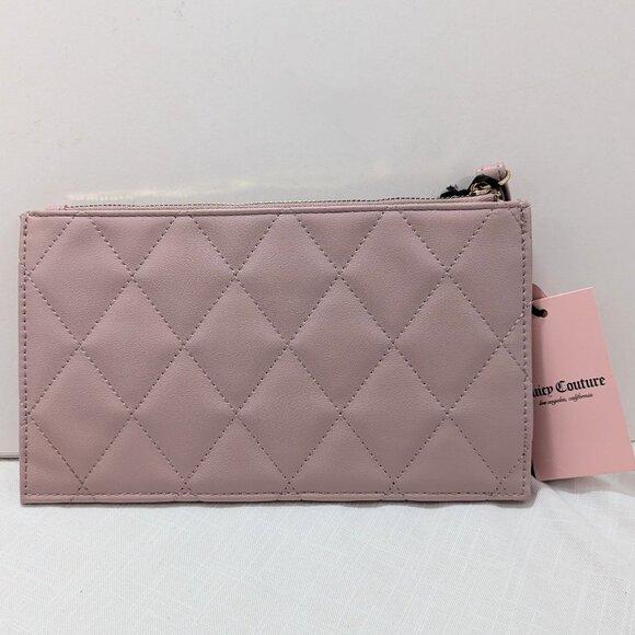 Juicy Couture Dusty Blush Quilted Diamond Faux Leather Wristlet NEW WITH TAGS - Picture 7 of 16